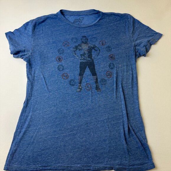 Mr T Shirt Mens Medium Blue Graphic Anti Drug PSA Vintage Style Tee 80s Icon - Picture 1 of 13